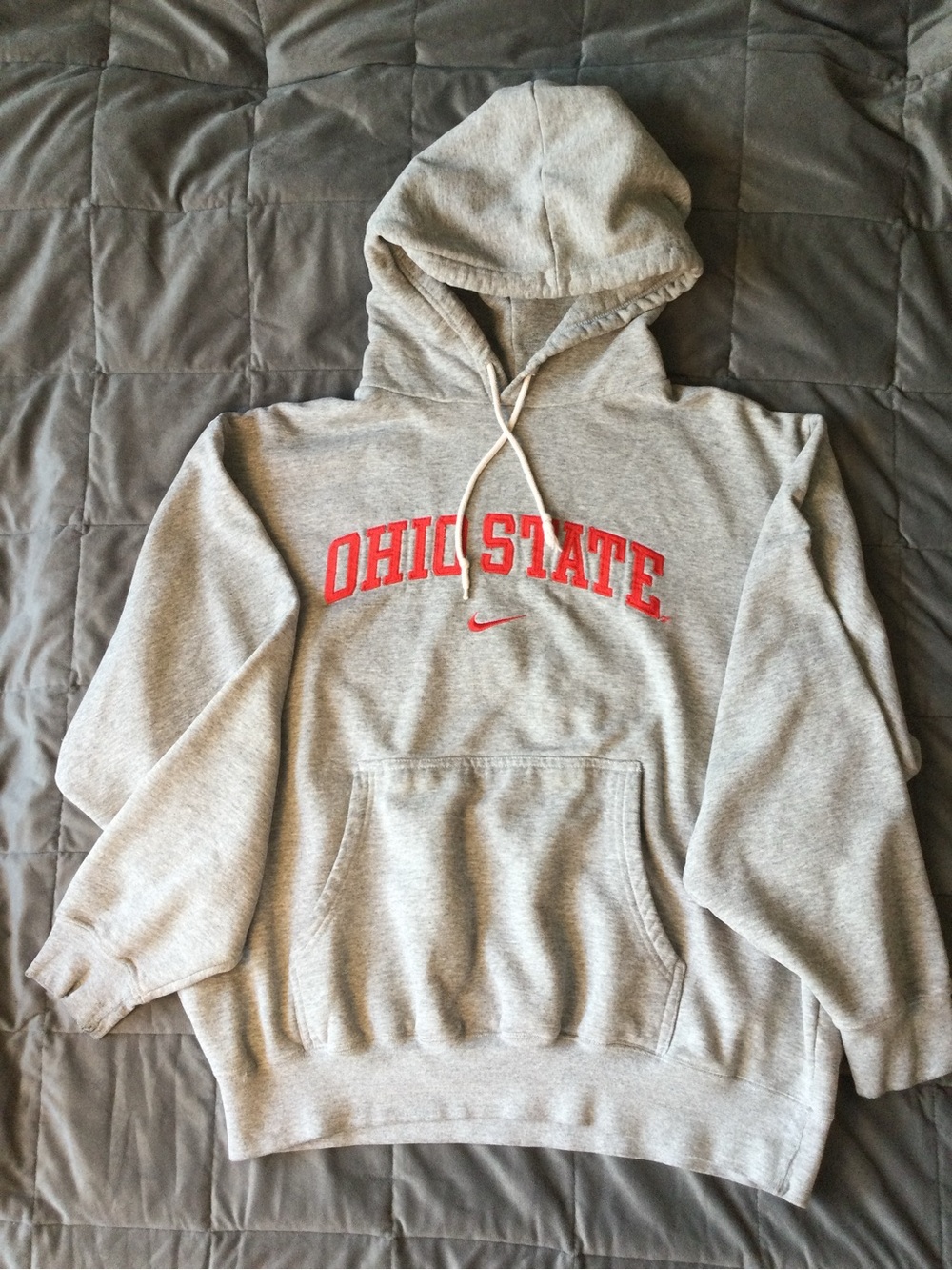 Vintage Nike Grey Hoodie with Red Ohio State Script